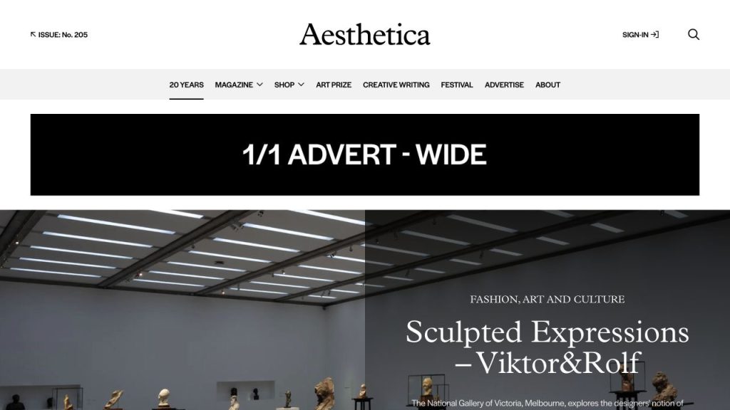 Aesthetica forthcoming homepage template